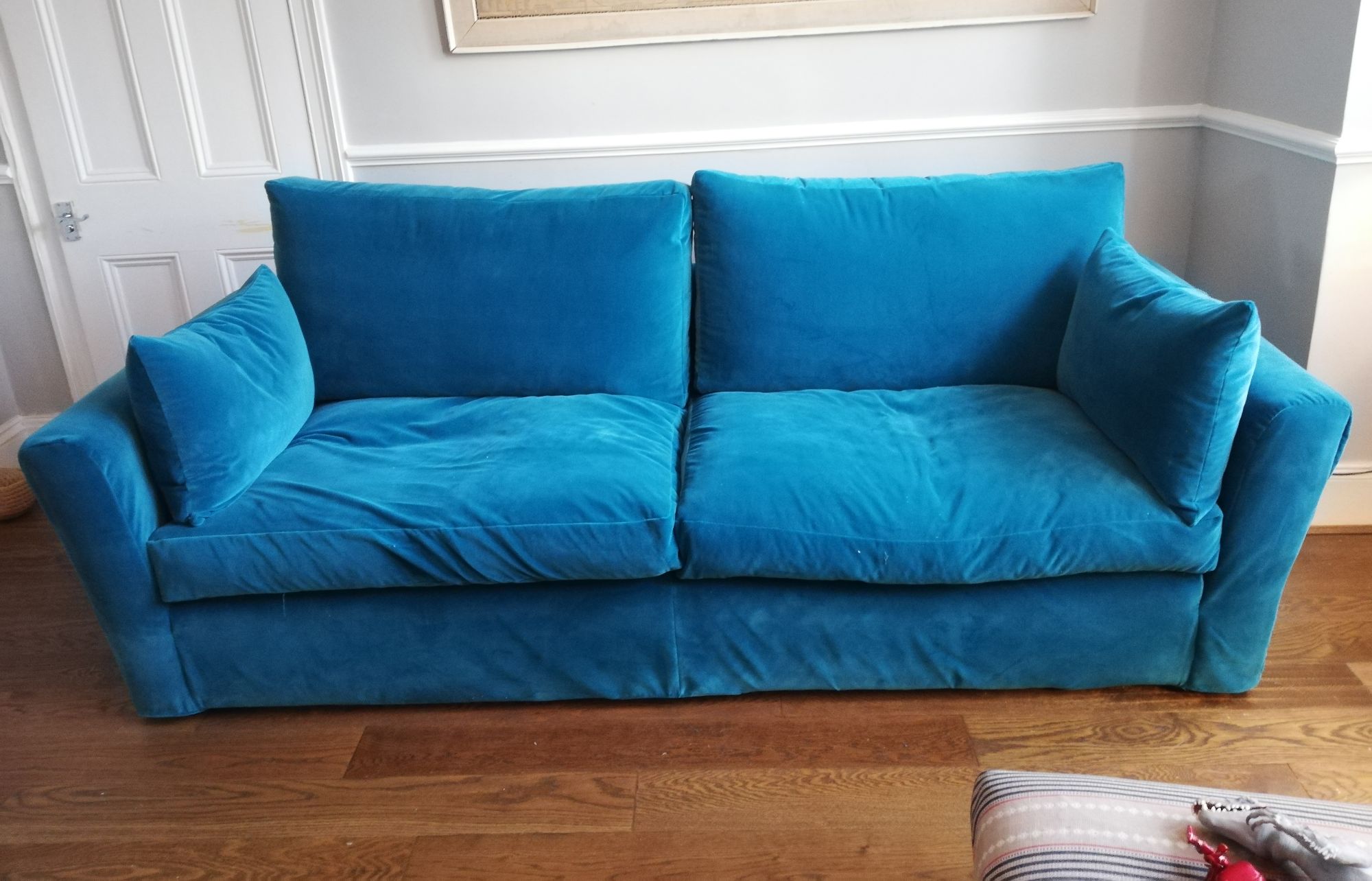 turquoise velvet sofa cover