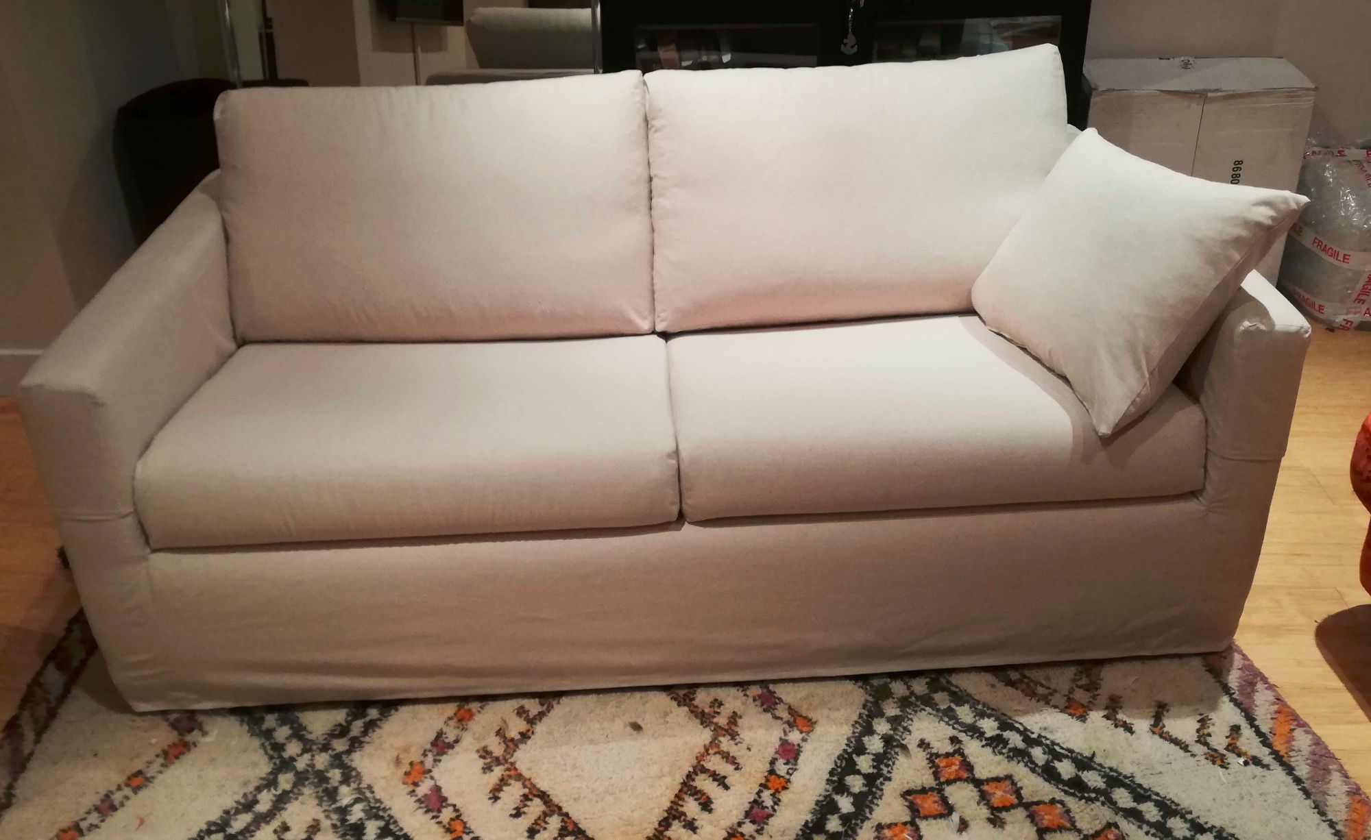 Cream loose sofa cover