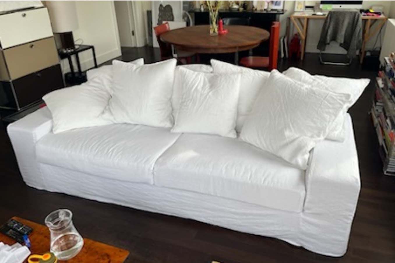 Ghost sofa cover with no piping