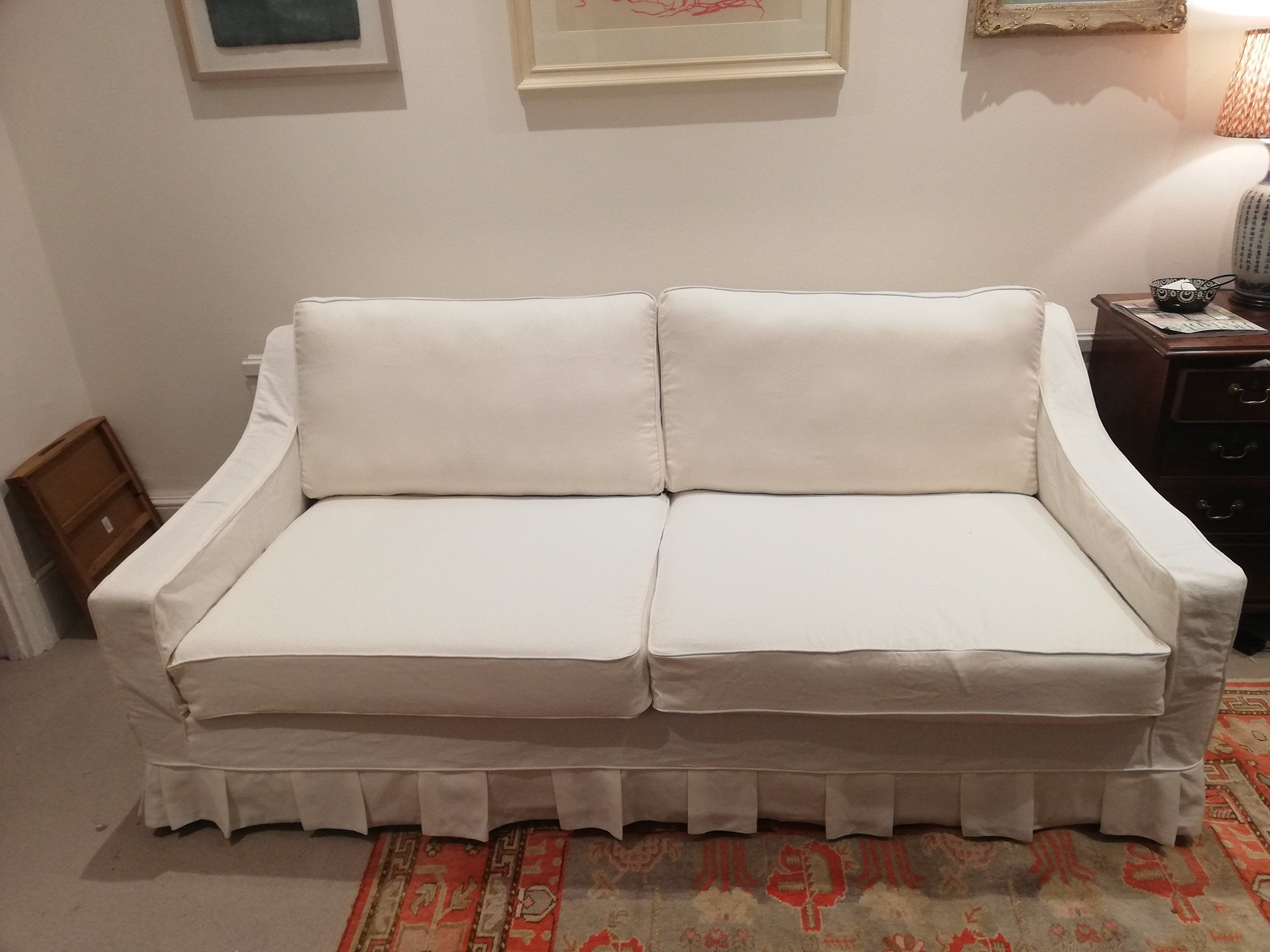 White box pleat sofa cover