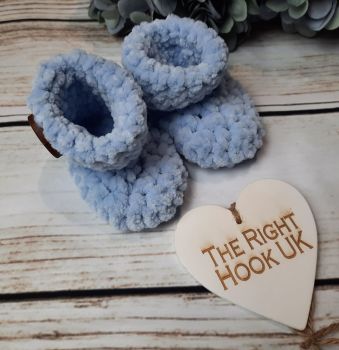 Luxury chenille chunky baby boots. Periwinkle.