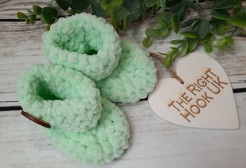 Luxury chenille chunky baby boots. Mint