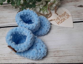 Luxury chenille chunky baby boots. Baby Blue.