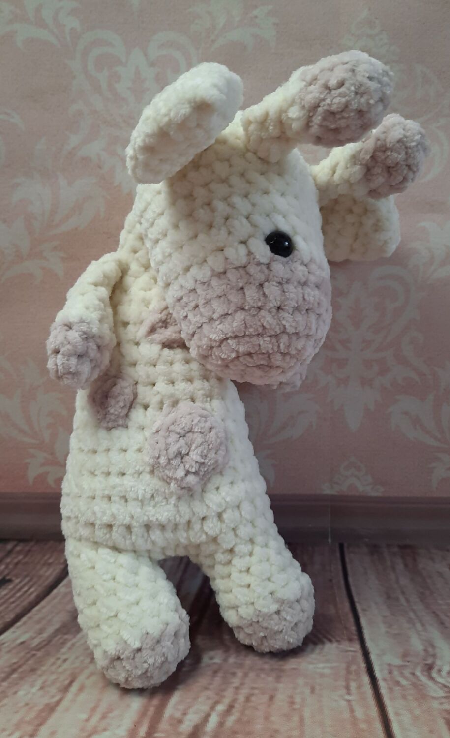 Hand crocheted giraffe in quality chenille yarn. (15 inches/38cm)