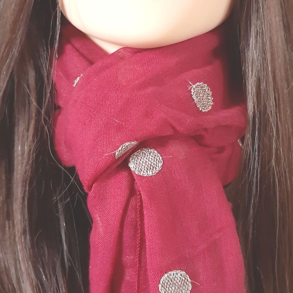 Red Dot Embroidered Scarf