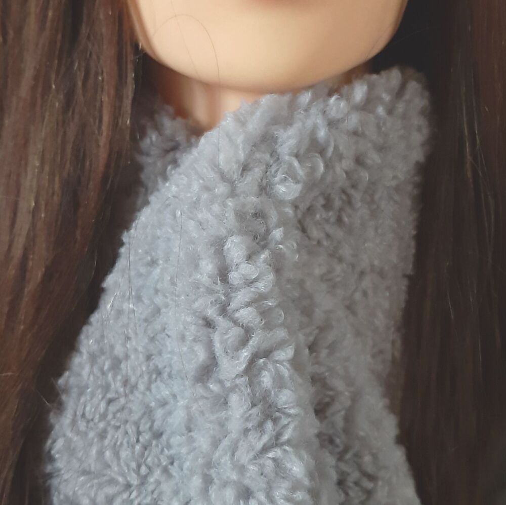 Grey Teddy Faux Fur Collar Scarf 