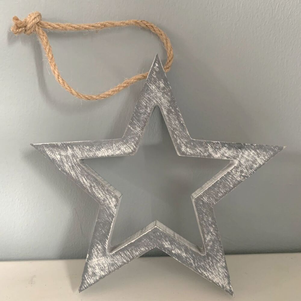 Rustic Grey Cut Out Star Hanger 