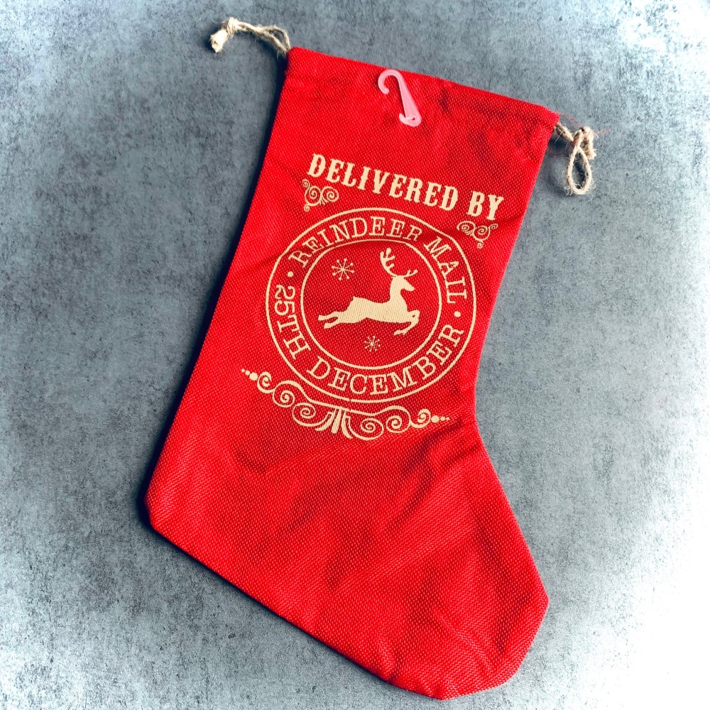 Red Reindeer Mail Stocking