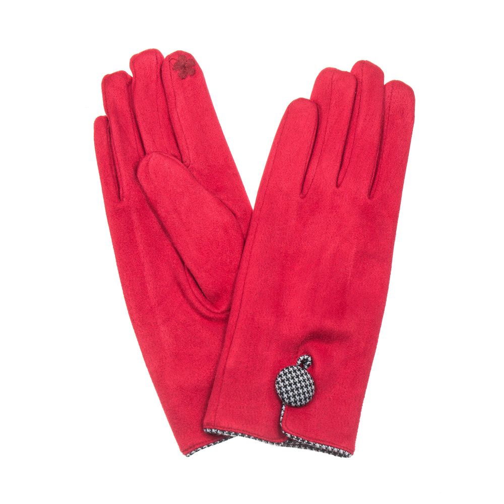 Park Lane Hot Tomato With Dogtooth Button Detail Gloves