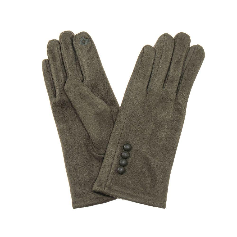 Park Lane Olive With Button Detail Gloves