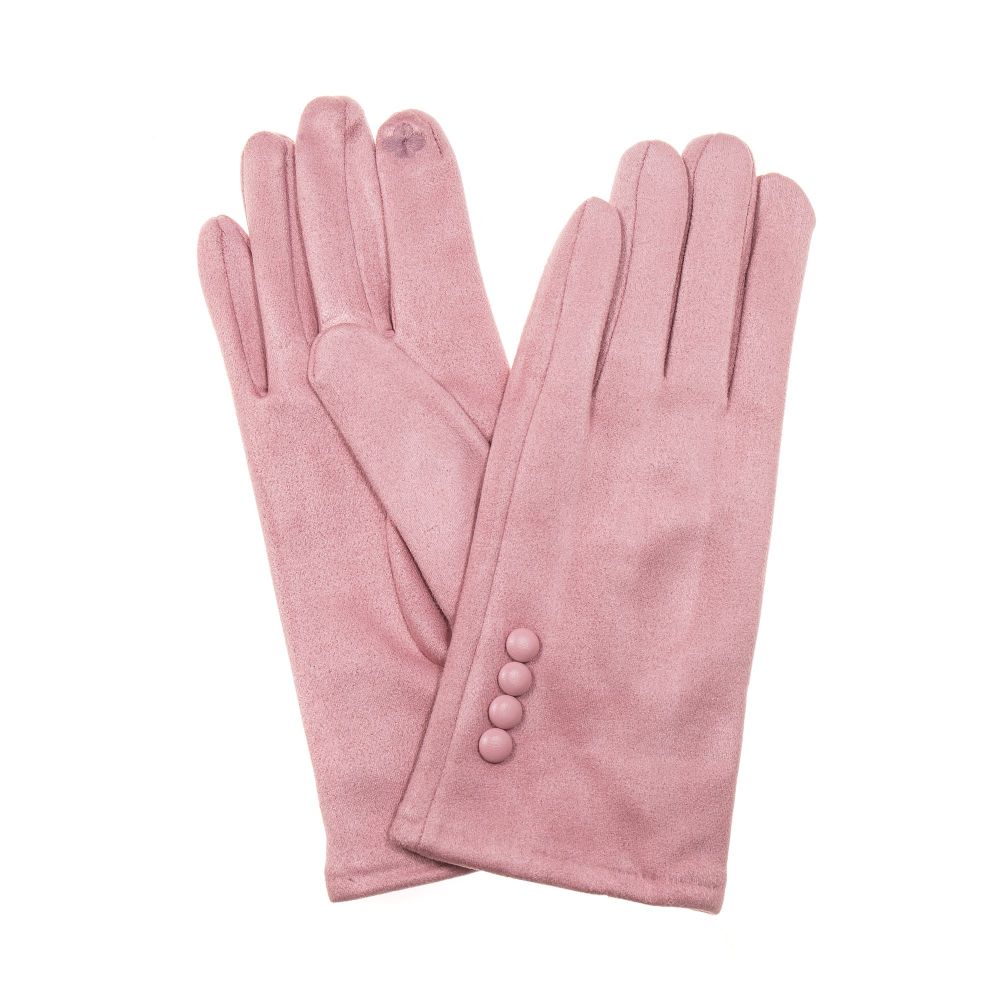 Park Lane Pink With Button Detail Gloves