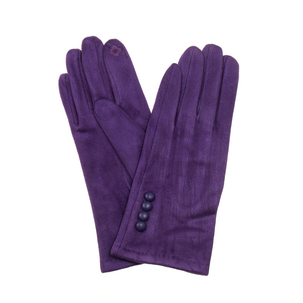 Park Lane Purple With Button Detail Gloves