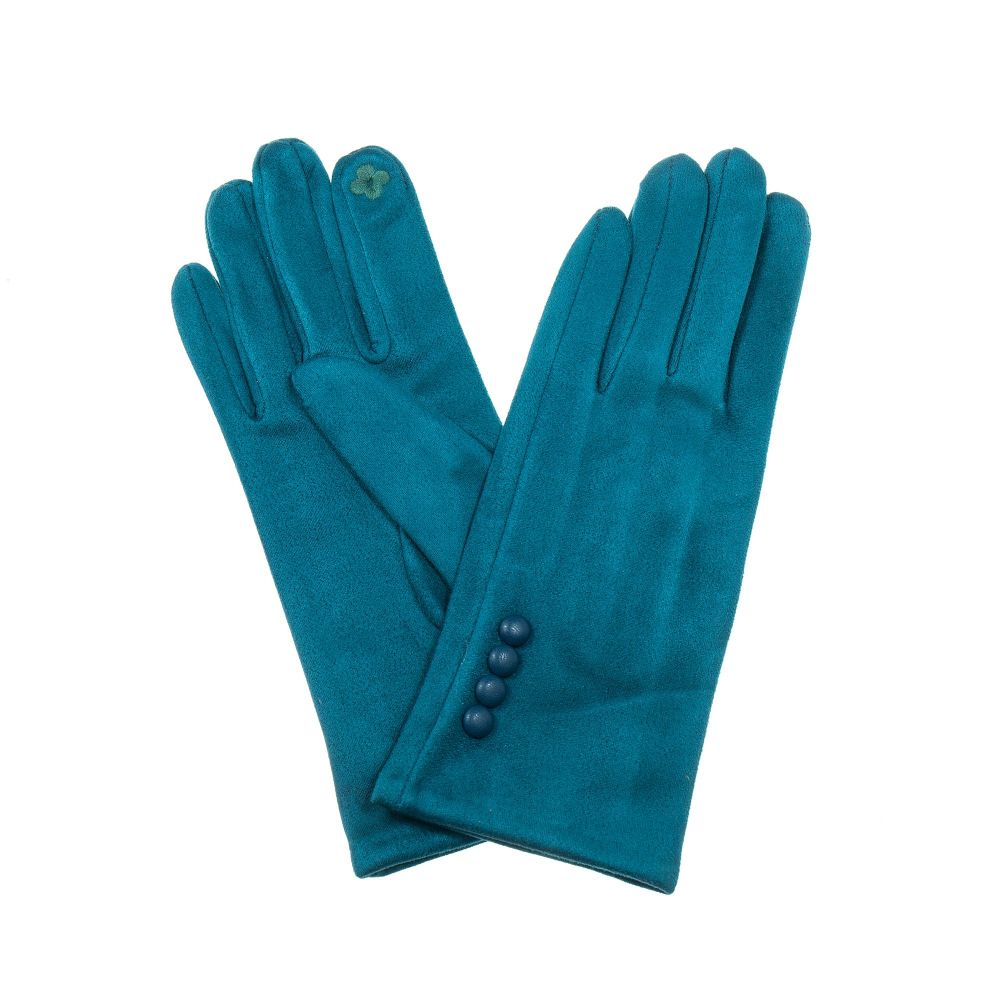 Park Lane Teal With Button Detail Gloves