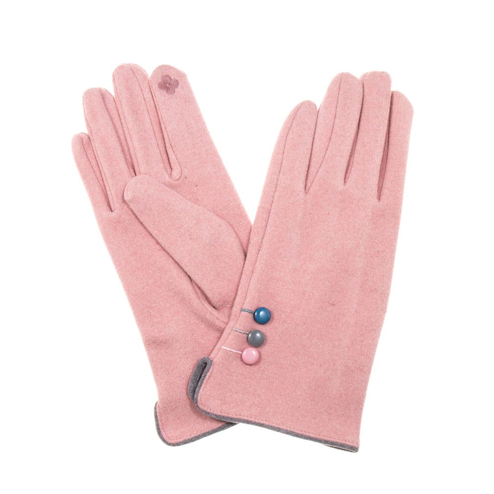 Park Lane Pink With Colour Button Detail Gloves
