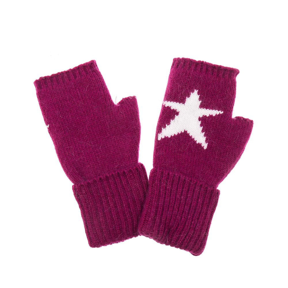 Park Lane Plum Fingerless Gloves Star 