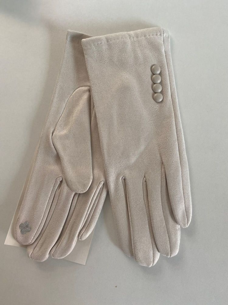 Park Lane Winter White With Button Detail Gloves