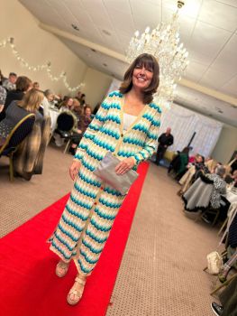 Malissa J Chevron Long Knitted Cardigan - Teal