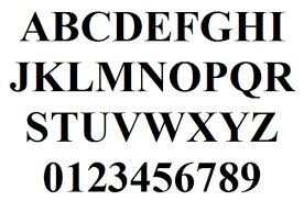 Times Roman Font. (Capital Letters)