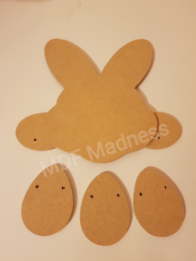 Bunny Head Plaque with Hanging Easter Eggs