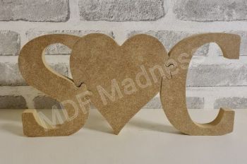 Initials with Solid Jigsaw Heart