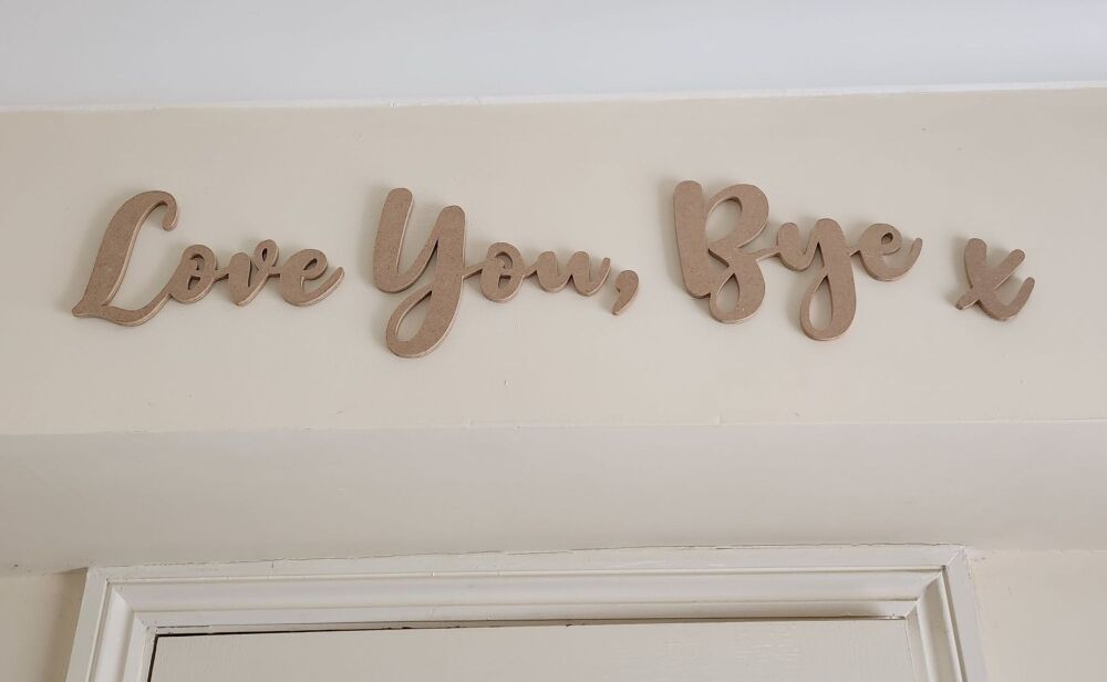 Above Door Hallway Script Sign - Love You, Bye