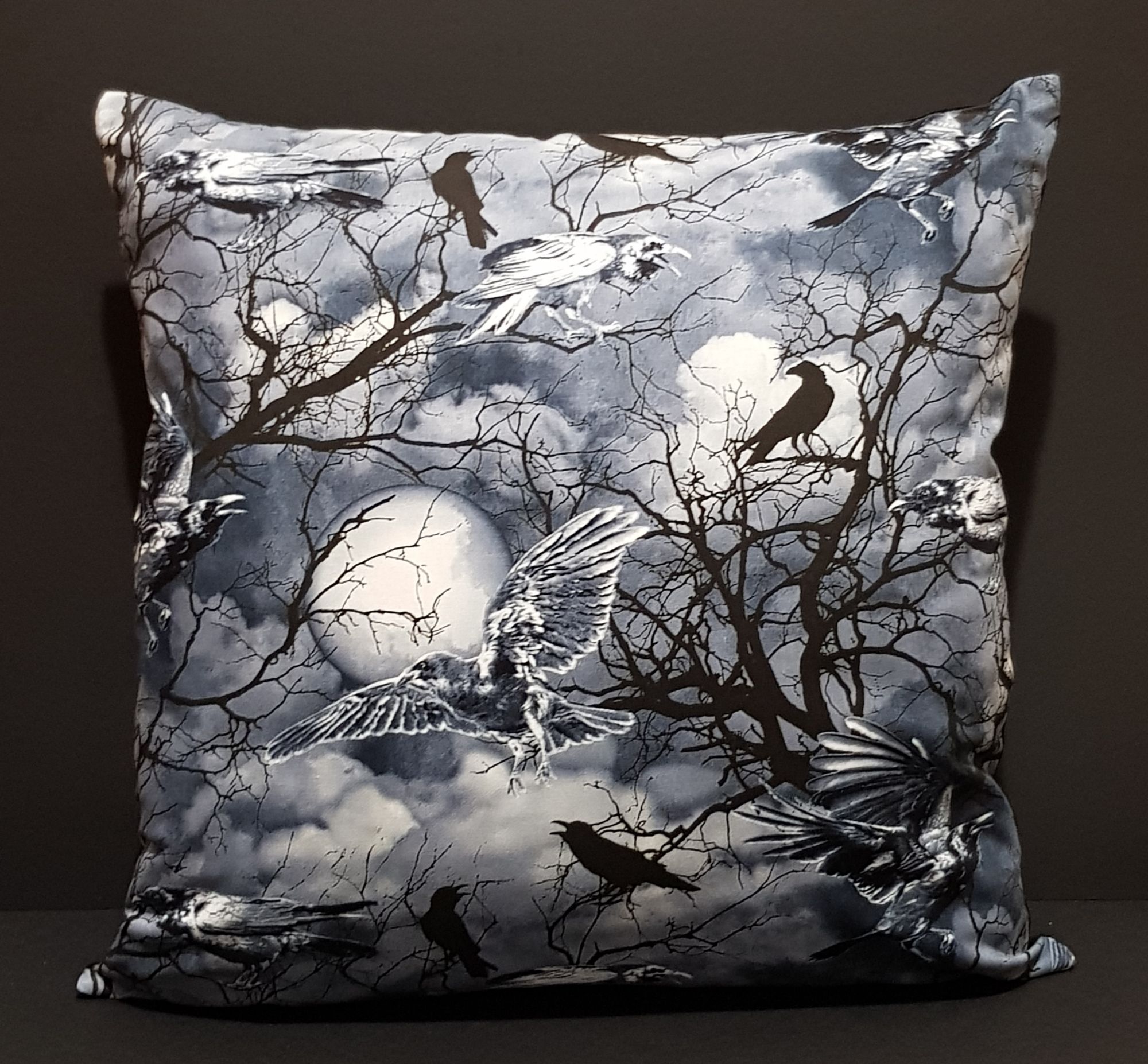 Gothic Ravens in Full Moon Cushion Cover