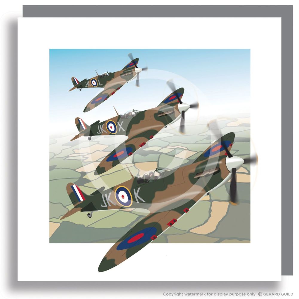 SPITFIRES FLYING OVER COUNTRYSIDE