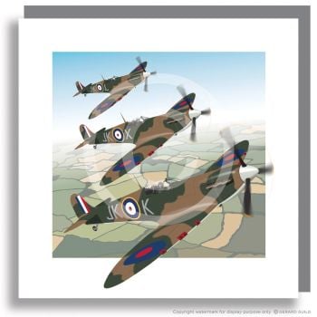 SPITFIRES FLYING OVER LAND