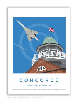 Concorde flying over Brooklands - A3 Print