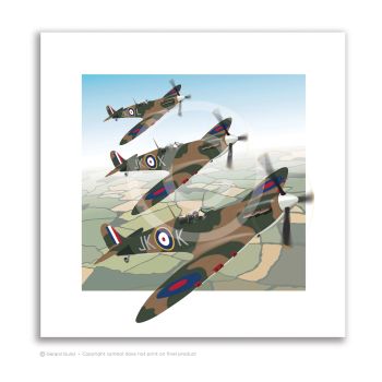 Spitfires Flying Over Land
