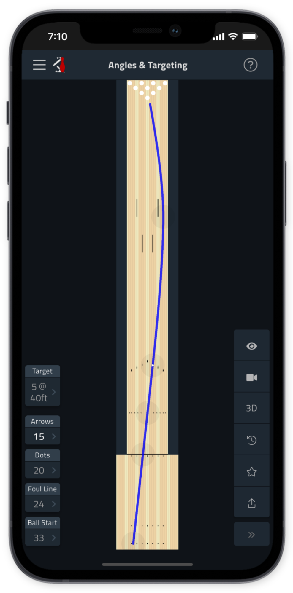 Bowling angles and targeting visualization tool