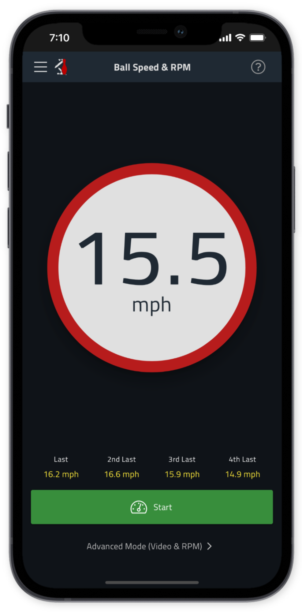 Bowling ball speed and rev rate calculator