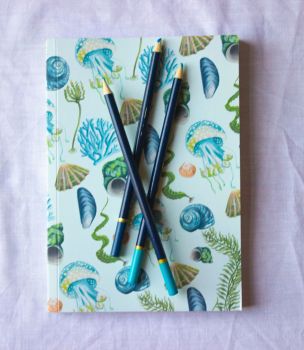 Seaweed and Shells Notebook  A5 100 Pages 