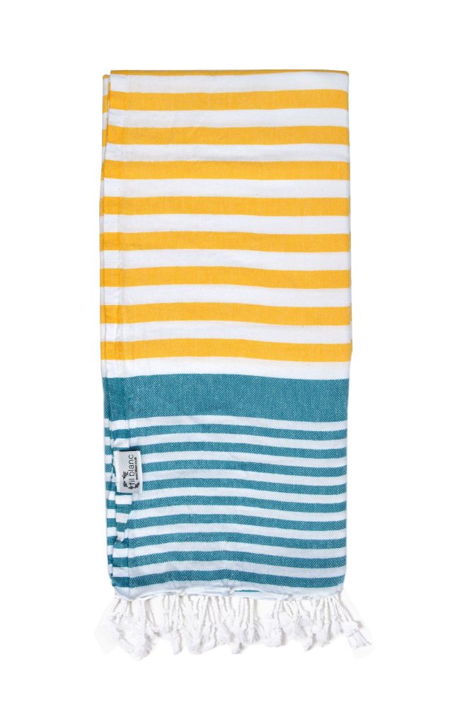 Hammam Towel 100% Cotton Yellow and Blue