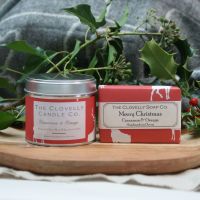 Cinnamon & Orange Merry Christmas Bundle of Soap and Large Tin Soy Wax Candle