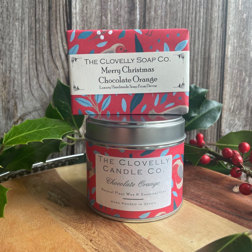 Chocolate Orange Merry Christmas Bundle of Luxury handmade Soap and a a Fes