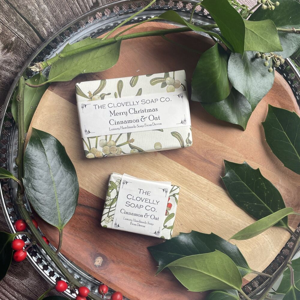 Cinnamon & Oat Handmade Vegan Festive Wrap Soap