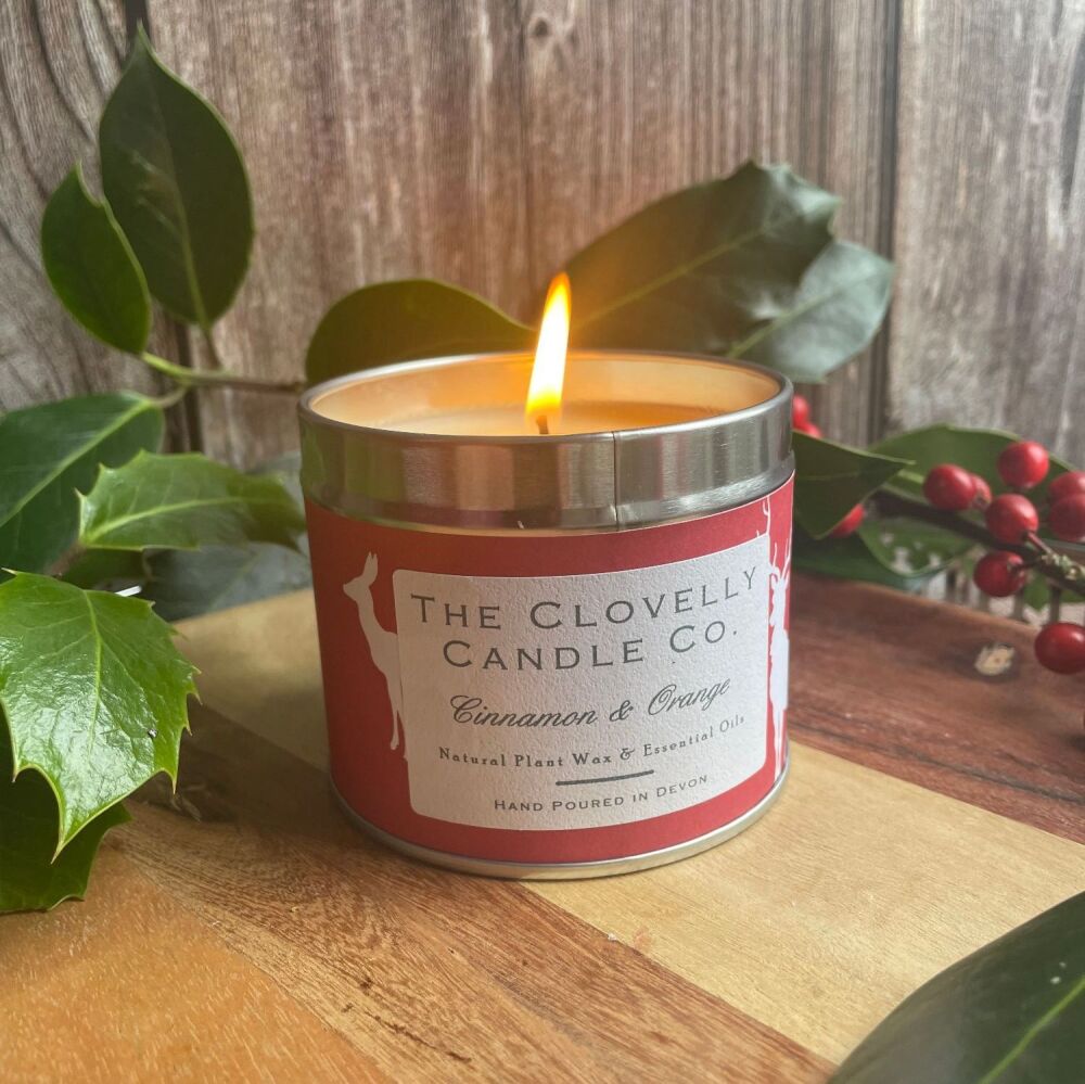 Cinnamon & Orange Christmas Candle with Stags and Does Paper