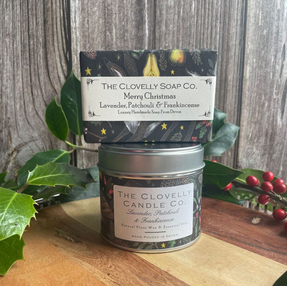 Lavender, Patchouli & Frankincense Limited edition christmas Candle & Soap Bundle