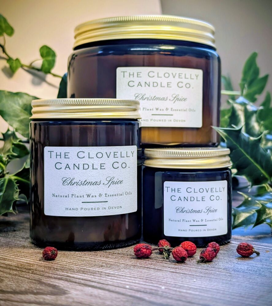 Limited Edition Christmas Spice Candle Jars in Amber Glass
