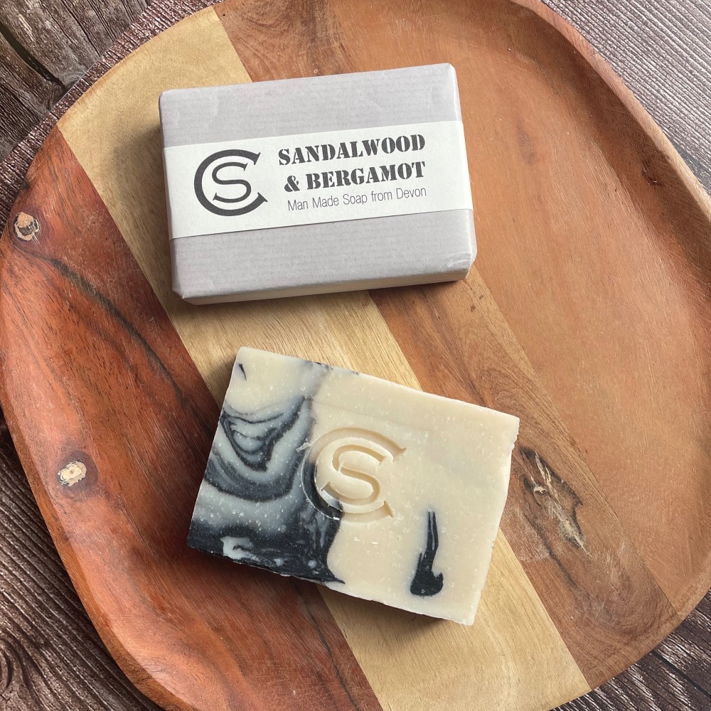 Sandalwood & Bergamot Men’s soap made with Charcoal