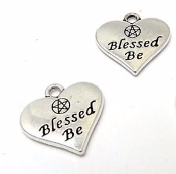 Blessed Be Heart Charms x 2