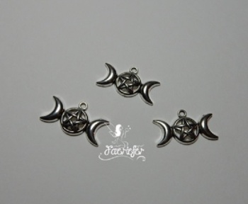 Triple Moon wiccan pendant charms x 3