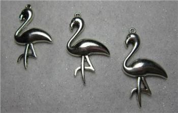 flamingo silver tone charms x 3