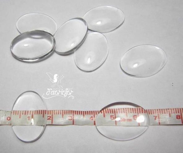 Clear Oval Glass Dome Cabochons 25 x 18 mm pack of 50