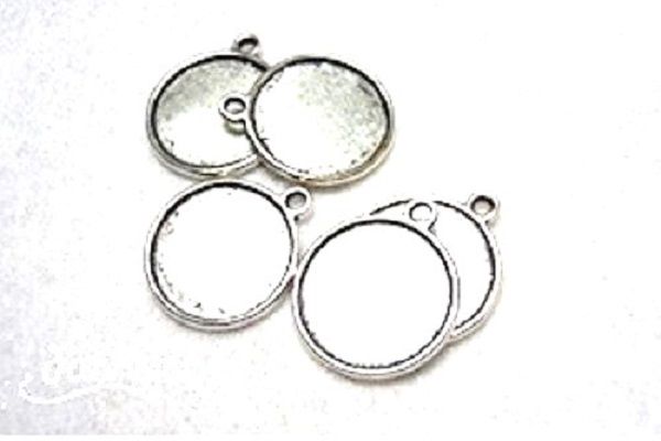 Double sided silver tone or bronze pendant settings 25 mm