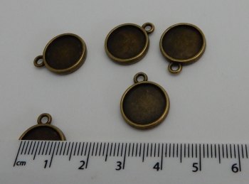 Double sided setting pendants 12 mm bronze 
