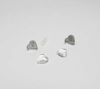 Heart Earring cabochon stud blank settings fit 8 x 7 mm small with glass