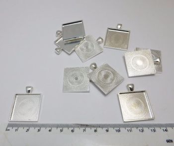 1 inch 25 mm square setting pendants bright silver bulk pack of 25