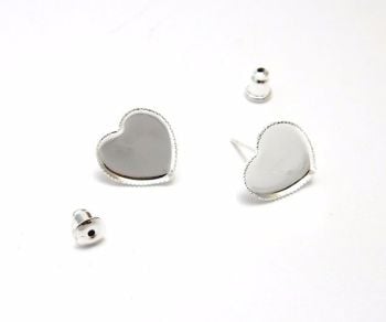 Heart Earring cabochon stud blank settings 12 mm